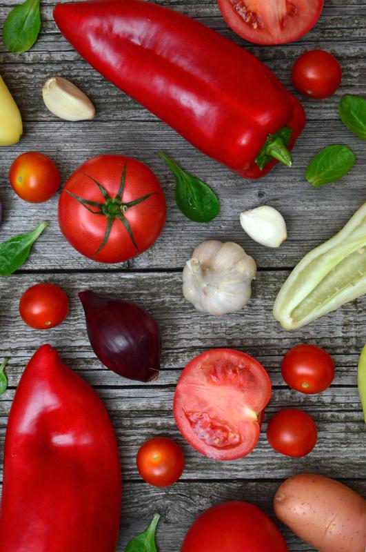 Preparing colorful fruits and vegetables