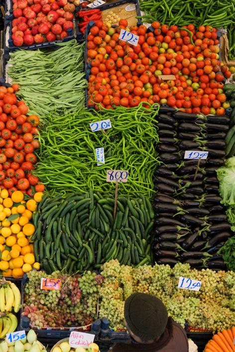 Shopping for colorful fruits and vegetables