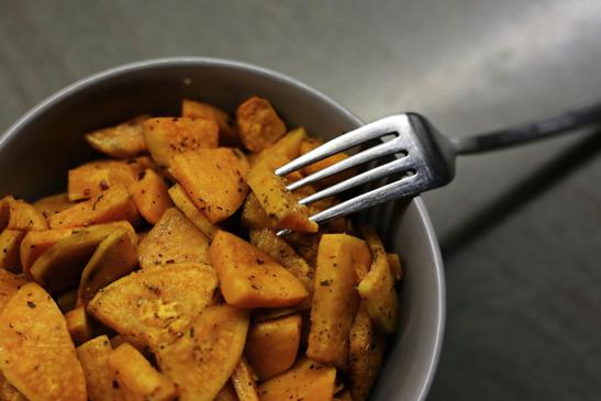 Serve with sweet potato fries