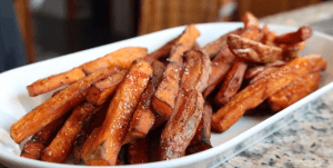 Deep Fried Sweet Potato Fries With Honey Chicken