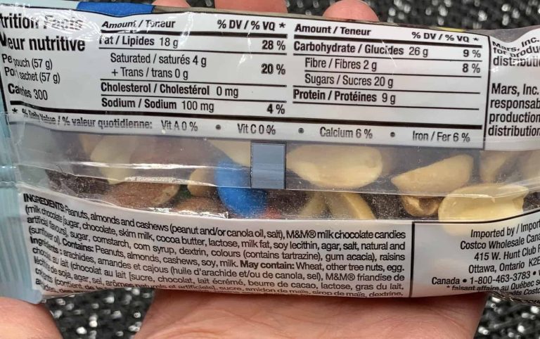 Kirkland Trail Mix Nutrition