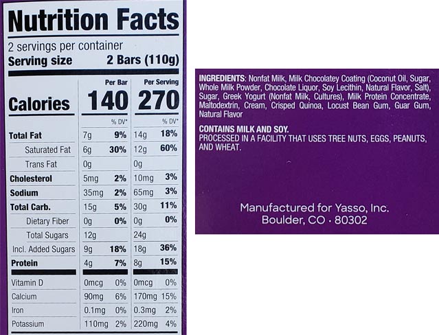 Yasso Ice Cream Nutrition Facts