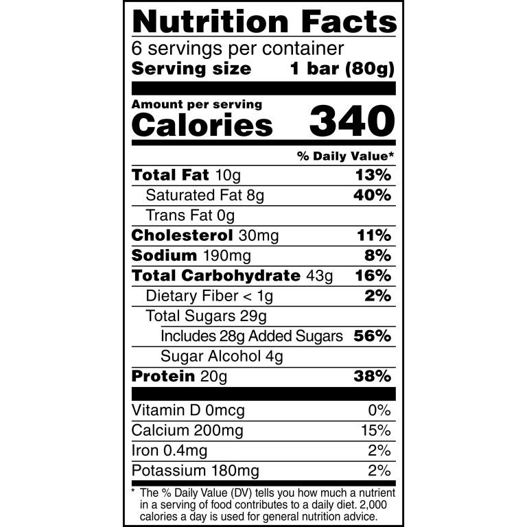 Gatorade Protein Bar Nutrition Label